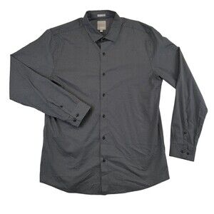 A-Frame Dress Shirt Mens Large Geometric Slim Fit Stretch Long Sleeve Business